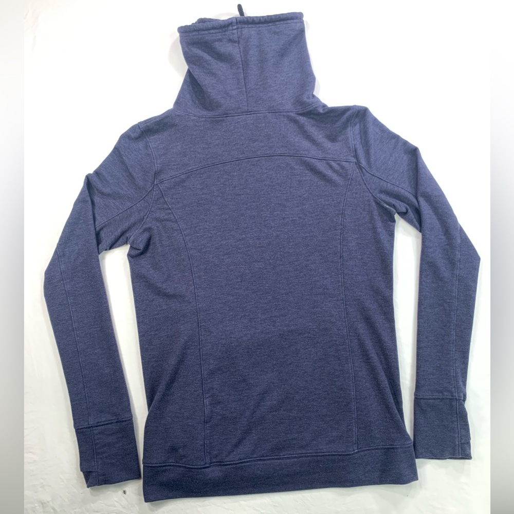 Hurley Pullover Cowl Neck Loose Sweatshirt Navy Blue Zippered Kangaroo Pocket - Picture 2 of 11